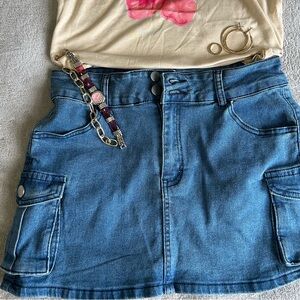Denim Skirt- 98% cotton. Double button